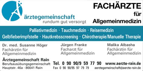 ärztegemeinschaft rain|Gemeinschaftspraxis Gesundheitshaus Rain 